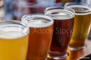 beer flight in summer sun