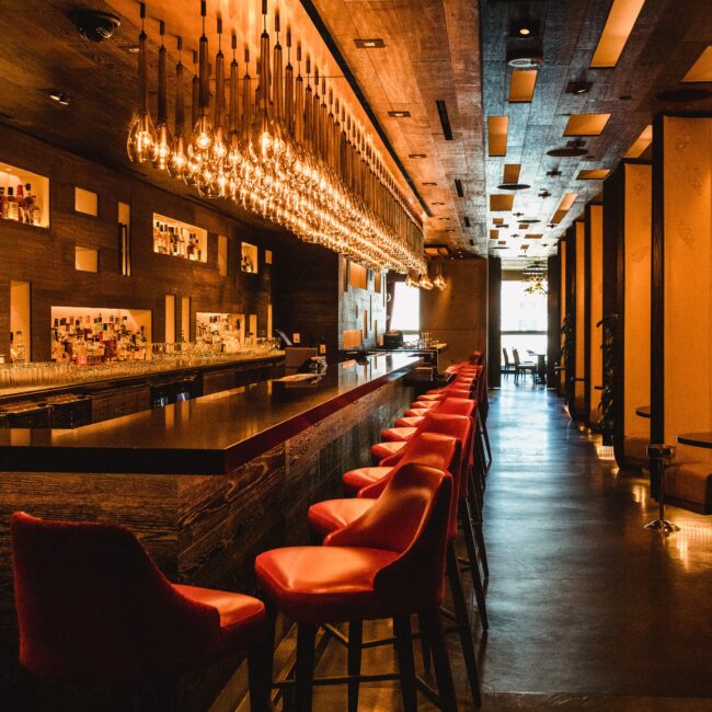turned-on bar lights